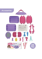 Little Story ROLE PLAY BEAUTICIAN/SALON/BEAUTY PARLOUR TOY SET SATCHEL (21Pcs) - Purple, 3-IN-1 Mode