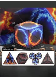 Shape Shifting Box, Fidget Cube with 36 Rare Earth Magnets - Extraordinary 3D Magic Cube &ndash; Cube Magnet Fidget Toy Transforms Into Over 70 Shapes, Multicolor Black Circle Deisgn
