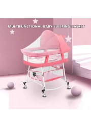 3 in 1 Portable Baby Sleeper Rocking Cradle Bed pink
