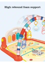 سجادة لعب متعددة الوظائف للأطفال مع بيانو - صالة ألعاب ناعمة للأطفال الرضع مع موسيقى وأضواء، سجادة لعب وقت الاستلقاء على البطن مع ألعاب معلقة، صالة ألعاب تنمية حسية