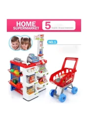 مجموعة ألعاب سوبر ماركت نقدية مكونة من 32 قطعة للأطفال - ماسح ضوئي يعمل، وعربة تسوق، ونقود لعب، وملحقات لعب تظاهري - مجموعة ألعاب تعليمية ممتعة للعب الأدوار