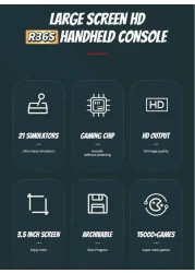 وحدة تحكم ألعاب محمولة كلاسيكية - شاشة IPS مقاس 3.5 بوصة، نظام Linux، سعة تخزين مدمجة 32 جيجابايت + 64 جيجابايت، نظام محاكي مثبت مسبقًا مع أكثر من 1500 لعبة كلاسيكية