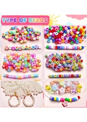 MontoSun Bead Bracelet Making Kit Friendship Bracelets Making Beads Kit Pony Beads Charms Beads Clay Flower Letter Beads for Jewelry Making Kit DIY Arts and Crafts Gifts for Girls Age 6 7 8 9 1012