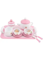 Wooden Tea Set 12pcs Pretend Play Food Accessories Pretend Toy, Teacup Playset, Toy Accessories