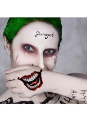 4 Sheets LargeSize Joker Tattoos NEDEQI Halloween Fake Temp Tattoo for Men Adult All Versions Realistic Last Long Joker Sticker Perfect for Halloween Costumes Cosplay Makeup Party Accessories