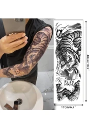 Aresvns Halloween Sleeve Tattoos Temporary for Men WomenBlack fake tattoos for adultsWaterproof Realistic Temporary TattoosLooks Real Temp TattoosWolfTigerDevils eye