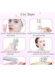 جهاز تجميل شد الجلد 5 في 1 ، جهاز تشديد الوجه بإضاءة ليد فوتون ، تجديد شباب الجلد EMS ميزوثيرابي لشد الوجه وعلاج الجمال