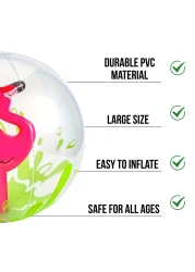 Flamingo 60cm Beach Ball Jumbo Pool Toys Beach Toy for Kids - Giant Inflatable Clear Beach Ball Swimming Pool Water Outdoor Summer Party Favors for Kids Adults Toddlers
