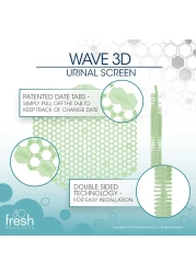 Fresh Products Wave 3D Virtually eliminates Urine Splash 30Day Use Easy Installation Beneficial Bacteria Consistent Fragrance Herbal Mint Green Made in USA 10pk Urinal Screens