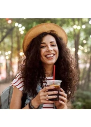 Vsell24&trade; 50PC Disposable Drinking Plastic Cup 12oz For Smoothie Coffee Water Juice Cups With Flat Lid Clear&hellip;