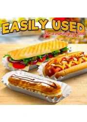 Hotdog Serving Tray for Food Serving 50Pcs White Hot Dog Trays Disposable Trays for Serving Food Trays for Party Serving Supplies Hotdog Tray Small White Paper Trays for Food Disposable Plates