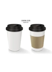 Yesocea [50 Sets] Disposable Coffee Cups With Lids And Sleeves - 20 Oz. White Hot Paper Cup