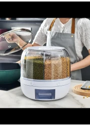 360 Rotating Removable Cover Cereal Dispenser, Classification Press Buttonn Rice Cup, Kitchen Dry Food Storage Organizer for Small Grains Beans Rice(small)