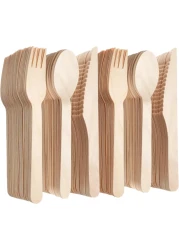 LAVISH [20 Pack] Biodegradable Wooden Cutlery Set with Napkin &ndash; Eco-Friendly &amp; Compostable Utensils &ndash; Disposable Knife, Fork, Spoon, and Napkin for Weddings, Parties &amp; Picnics