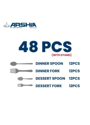 Arshia 48-piece Gold Sunblast Cutlery Set with Stand