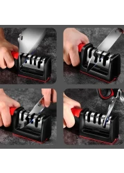Knife Sharpener for Sharpening and Polishing Kitchen Knives - Black