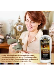PARKER BAILEY Brass and Copper Polish Brass Polish Cleaner Copper Cleaner and Polish Tarnish Remover Metal Polish Cream for Polishing Antique Decor Pans Furniture 8 Oz Bottle