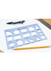 Maped Helix USA Geometry Shapes Drawing Template 17 Shapes Educational Tool Enhances Precision Ideal for Drafting Design 20cm Ruler