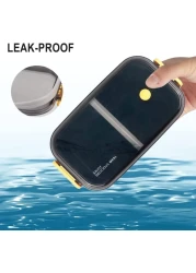 صندوق غداء من الستانلس ستيل - صندوق بينتو معزول متعدد الوظائف - صندوق غداء مع قسمين وادوات مائدة (ستانلس ستيل 304) مع شنطة غداء ماهمير (ازرق فاتح + شنطة غداء)