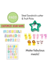 Eazy Kids 5 &amp; 4 Convertible Bento Lunch Box wt Sandwich Cutter Set - Gamer Girl