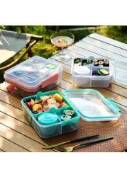 HYDROBREW 3/4/5 Compartment Convertible 1250ml Bento Lunch Box with 150ml Gravy Bowl - Green