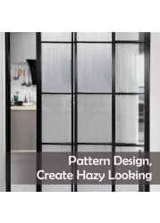 Mangobox Privacy Window Film Frosted Fluted Window Film Static Cling Window Sticker Reeded Glass Tinting for Bathroom Door Covering UV Block Etched Vertical Strips 175X 787 inches