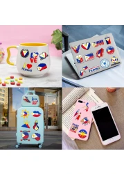 103 PCS Philippines Filipino Flag Pride Temporary Tattoos Stickers Themed Birthday Party Decorations Supplies Decor Favors Star Sun Flags Tattoo Sticker Gifts For Kids Boys Girls Class Prizes Carnival
