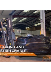 Markq [3 Rolls] Black Stretch Film Wrap - 500mm x 250m Heavy Duty Plastic Shrink Wrap for Pallet Wrap, Packing, Moving and Packaging - Cling Wrap