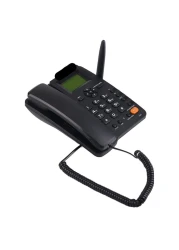 هاتف أرضي مع راديو FM ودعم GSM - فتحة بطاقة SIM، معرف المتصل، وظيفة حر اليدين، نطاق رباعي، متوافق مع الرسائل القصيرة - هاتف لاسلكي للمنزل والفندق والمكتب (أسود)