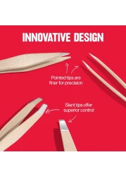 Revlon Designer Series Mini Tweezer Set Hair Removal Tool Kit With Mini Slanttip and Point Tip Tweezers Portable and Easy to Use Made With Long Lasting Stainless Steel 1 count