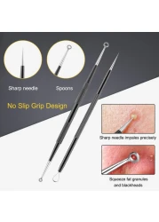 Pimple Popper Tool Kit Boxoyx 10 Pcs Blackhead Remover Comedone Extractor Kit with Box for Quick and Easy Removal of Pimples Blackheads Zit Removing ForeheadFacial and Nose Black