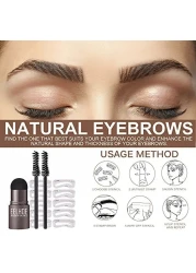 Set Of 2 Eyebrow Stamp Stencil Kit 10PCS One Step Eyebrow Shaping Kit 2 Brushes Professional Brow Powder Waterproof LongLasting Professional Makeup Medium Brown Dark Brown