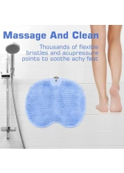 Pack of 2 Shower Foot Scrubber Mat Back Washer Back Exfoliating Bath Wash Pad Wall Mounted Slip Suction Cups Foot Scrubber for Use in Shower Cups Foot Cleaner for Men and Women" Blue