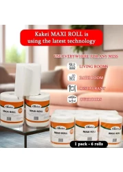 Multi-purpose towel with 2 ply, maxi roll, 250 sheets per roll, Absorbent, Soft and Strength, Suitable for dry surface, wrap food and any mess, 1 pack of 6 rolls, Wet & Dry Dual-use, 47 cm (White)