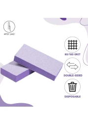 Artist Land Slim Purple Buffer Set 80100 Grit 50 Ct Professional Grade Salon Quality Nail Buffing Blocks Pack for PreApplication of Polish Gel Acrylic DoubleSided Nail Buffer Blocks