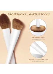 Makeup Brushes With Case 20PCs Professional Makeup Brush Set Foundation Powder Eyeshadow Brush Set Eyebrow Concealer Contour Travel Brushes Kit with Holder 2 Powder PuffWhite