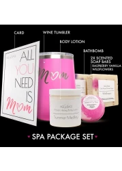 Spa Gift Box for Women Self Care Spa Gift Set Mom Spa Gift Basket Ideal Gift for Mothers Day Spa Kit with Artisan Soaps Lotion Bath Bomb Tumbler and Mom Greeting Card by Age of Sage