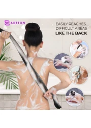 Adeton African Net Sponge Authentic Real Black Owned Exfoliating Bath Wash Cloth Long Sponge Body Exfoliator Sapo Shower Bath Accessories Back Foot Scalp Scrub Flat Dead Skin Remover Black