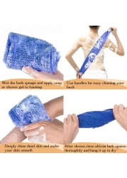 3 Pieces African Net Sponge with Handles Long African Exfoliating Net Washcloth Bath Sponge Net Cloth Wash Net Body Back Scrubber for Shower Loofah
