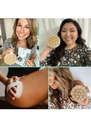 Dry Brushing Body Brush for Lymphatic Drainage Cellulite Round Dry Brush for Body Natural Bristle Body Brush for Showering Skin Brush for Dry Brushing Bath and Exfoliating