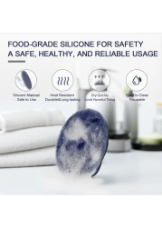 BEAUTAIL Silicone Body Scrubber Shower Bath Wash Brush Gentle Exfoliating Scrub Cleansing Loofah for Women Men Baby Sensitive Skin Easy to Clean Lather Nicely More Hygienic 1 Pack Blue