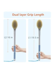 Shower Brush with Soft and Stiff Bristles205 Extra Long Handle DualSided Back Scrubber Bath Brush Body Exfoliator for Wet or Dry Brushing EXTRA LONG HANDLE