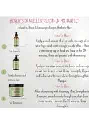 Mielle Organics Rosemary Mint Strengthening Full Set 5 - Rosemary Hair Oil, Shampoo, Hair Mask, Derma Ruller And Scrubber - For Hair Growth, Protection &amp; Treatment - Infused With Biotin 754ml