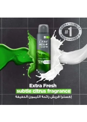 Dove Men+Care Antiperspirant Deodorant Body Spray Extra Fresh Citrus Scent 150ml Pack of 2