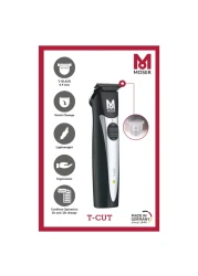 Moser T-Cut Professional Cordless Trimmer with T-Blade 1591-0170 Black and Cordless Mobile Shaver 3615-0052 Black