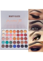 35 Colors Eyeshadow Palette with 7Pcs Makeup Brushes Set All in One Makeup Kit Matte Shimmer Pigmented Eye Shadow Pallete Waterproof Powder Natural Nude Naked Smokey