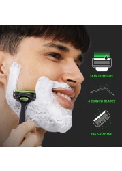 Dorco Pace 6 Pro Six Blade Razor System with Trimmer 12 Pack Refill No Handle