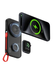 سيلايرس فاشن باور بانك 4 في 1 مع كابل مغناطيسي رمادي 10000 مللي أمبير 22.5 واط