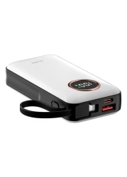 سيليريس فيوجن ميني بطارية شحن صغيرة مع كابل شحن مدمج وشاشة LCD 10000 مللي أمبير في الساعة - أبيض