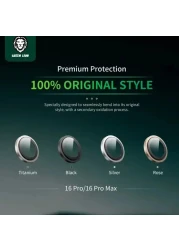 Green Lion HD Plus Camera Lens Protector for iPhone 16 Pro/16 Pro Max, Easy Installation, 9H Durable Glass, Anti Scratch, Anti Glare Coating, Shatter Protection (16 Pro/16 ProMax Black)